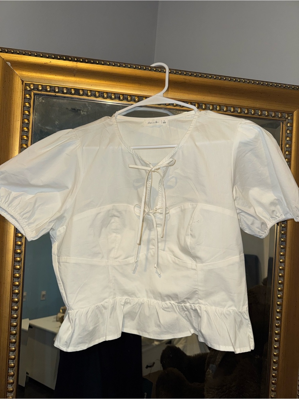 White Lace-Up Peplum Blouse